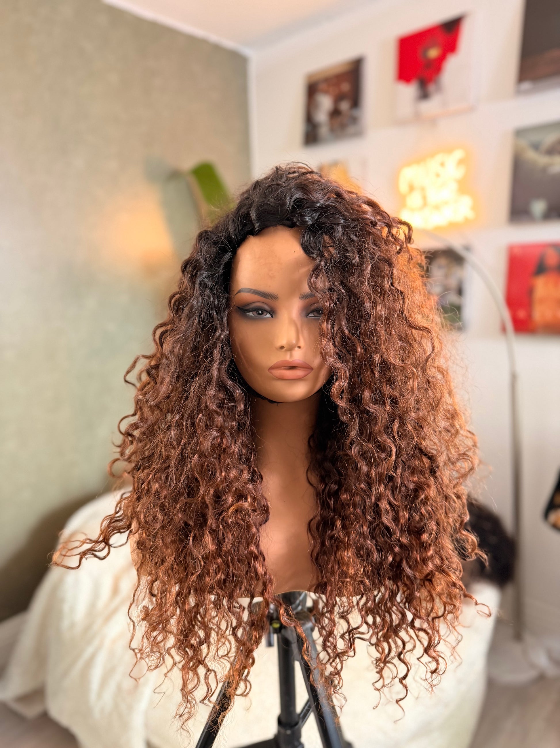 DEEP WAVE - HALF WIG - 22 INCHES - CARAMEL COLOR -