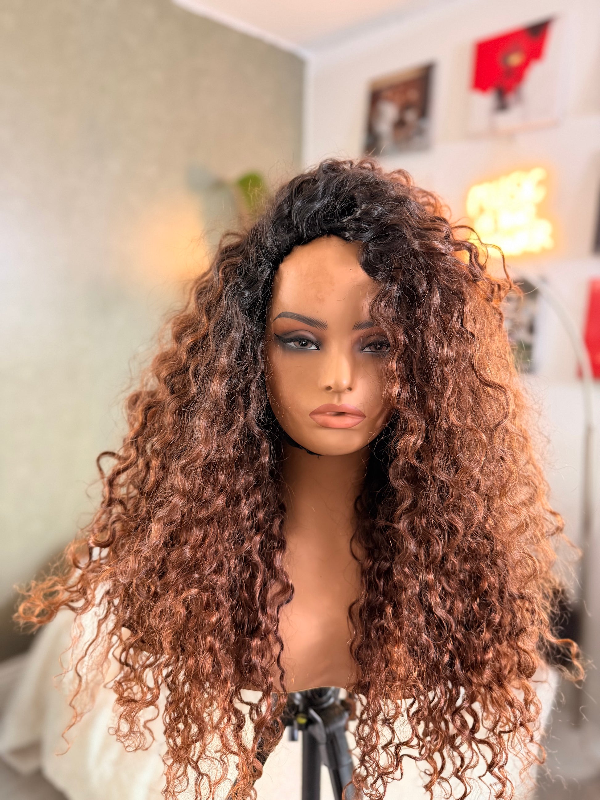 DEEP WAVE - HALF WIG - 22 INCHES - CARAMEL COLOR -
