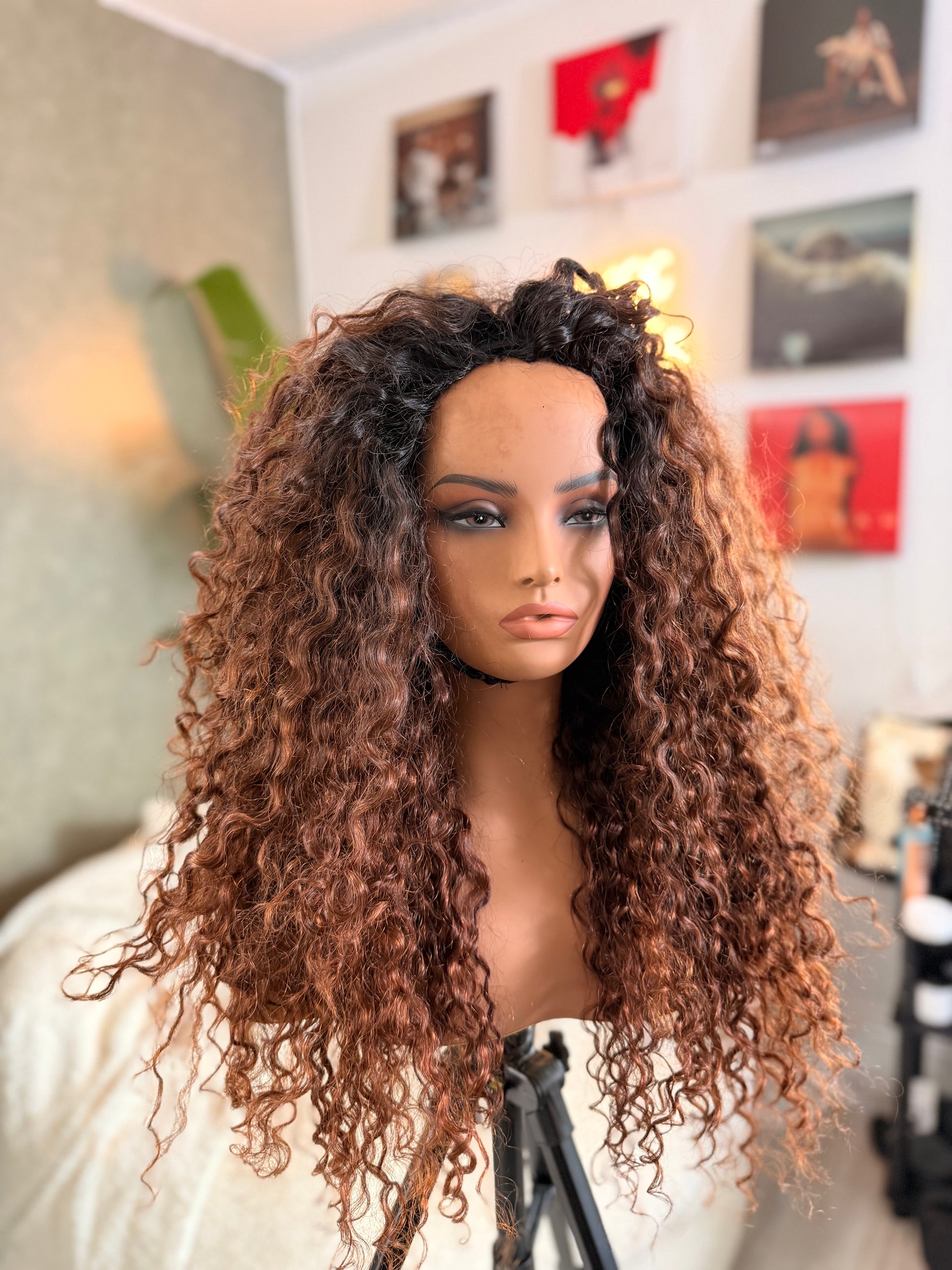 DEEP WAVE - HALF WIG - 22 INCHES - CARAMEL COLOR -