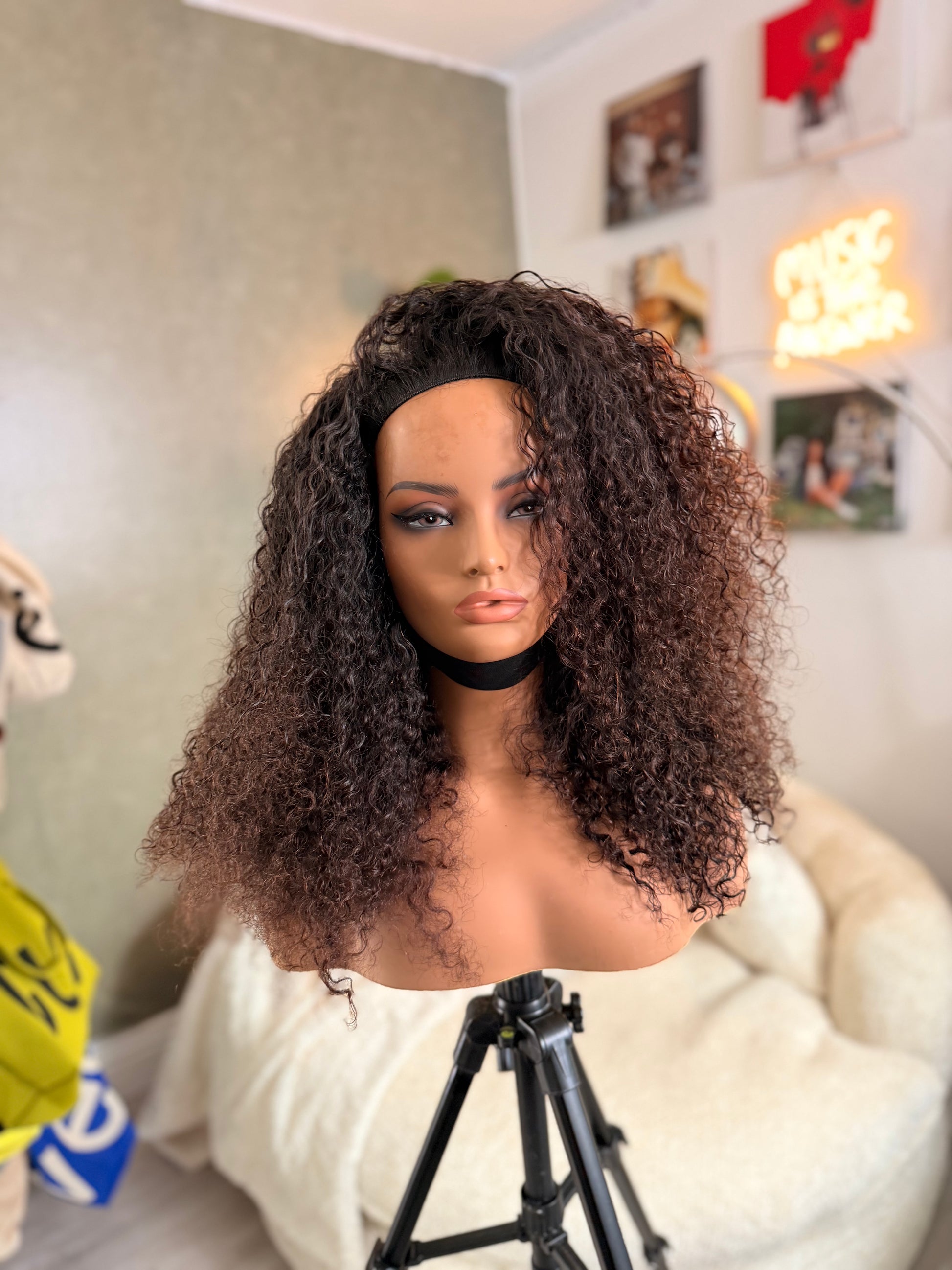 DEEP CURLY - OMBRE BROWN - HALF WIG - USED